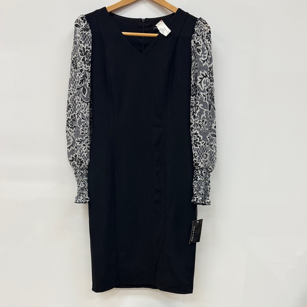 Chic Black Dress with Floral Sleeves